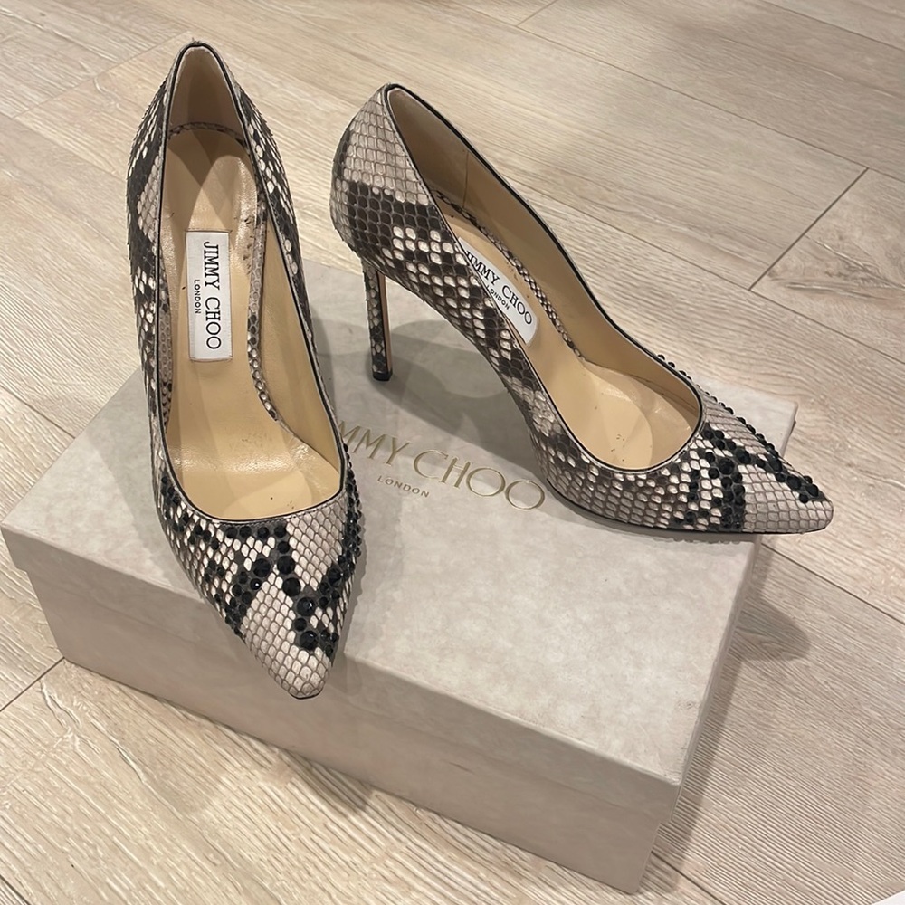 Jimmy Choo "Romy" snakeskin pumps